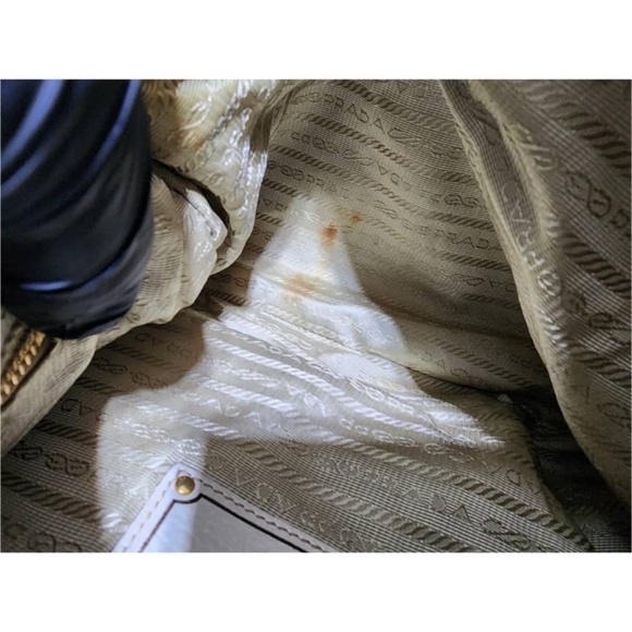 Authentic Prada Cervo Lux Shimmer Hobo Bag Off-White - Picture 15 of 16